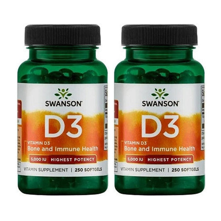 Pachet 2x Vitamin D-3, 5000 IU - 250 softgels - Vitax.ro