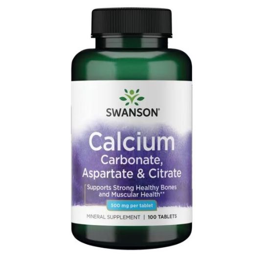 Calcium (Carbonate, Aspartate & Citrate), 500mg - 100 tabs - Vitax.ro
