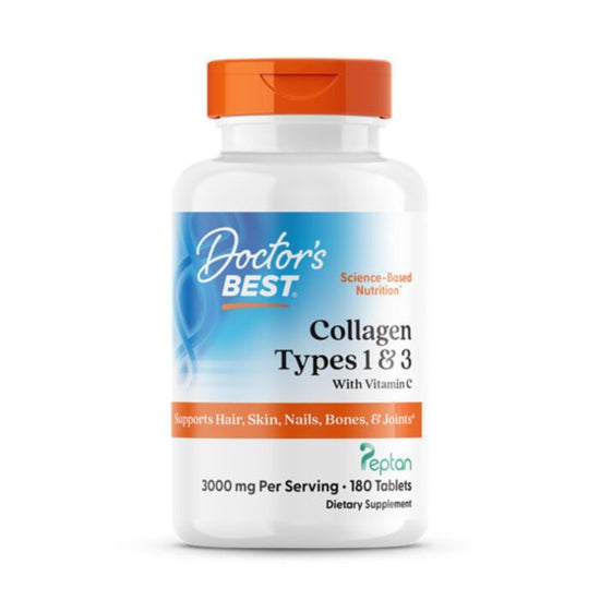 Collagen Types 1 and 3 cu Vitamina C, 1000mg, 180 tabs, Doctor's Best - Vitax.ro
