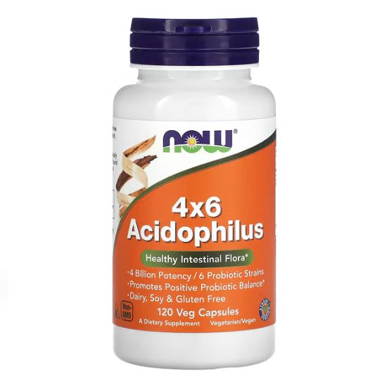 Acidophillus 4X6, 120 vcaps, NOW Foods - Vitax.ro