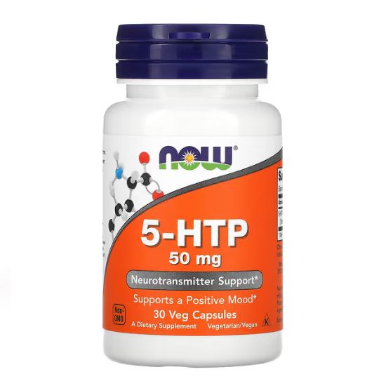 5-HTP, 50mg, 30 vcaps, NOW Foods - Vitax.ro