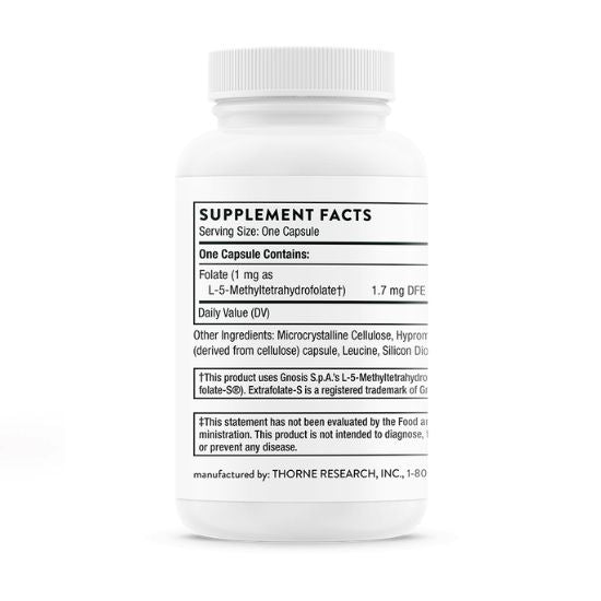 5-MTHF (Methylfolate), 1mg, 60 Capsule, Thorne Research - Vitax.ro
