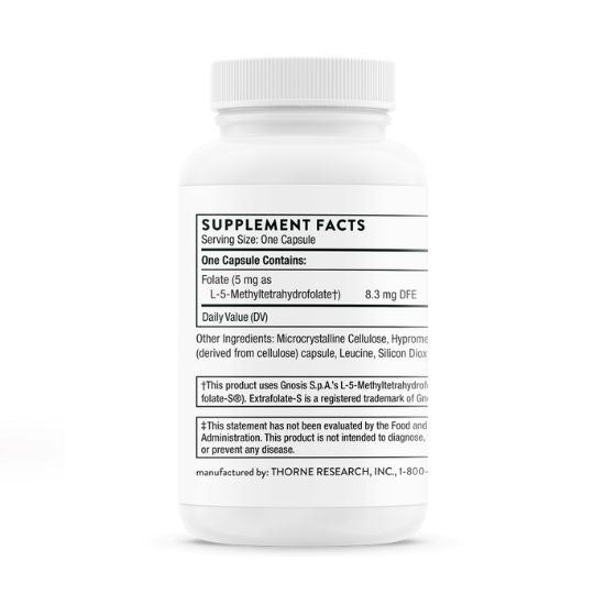 5-MTHF (Methylfolate), 5mg, 60 Capsule, Thorne Research - Vitax.ro