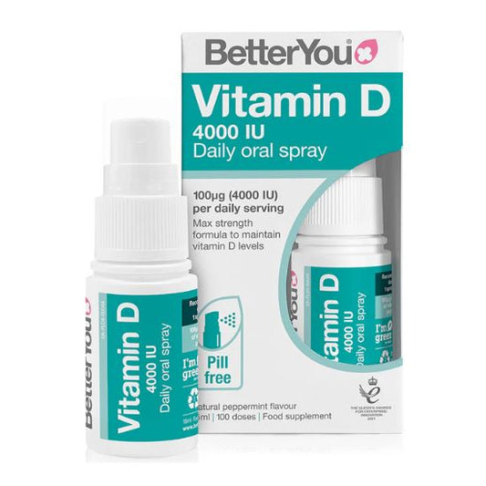 Vitamin D3 4000 IU Oral Spray, Natural Peppermint, 15 ml, BetterYou - Vitax.ro