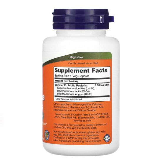 8 Billion Acidophillus & Bifidus, 60 vcaps, NOW Foods - Vitax.ro