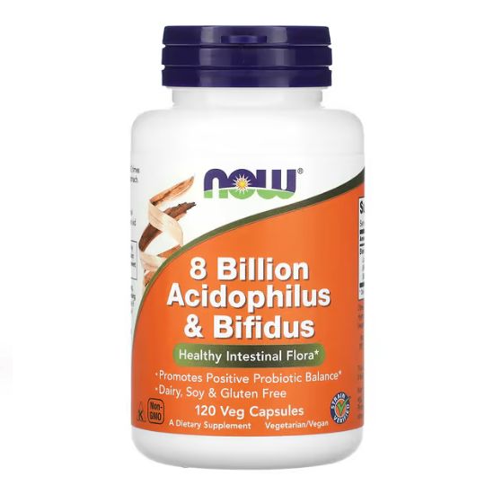 8 Billion Acidophillus & Bifidus, 120 vcaps, NOW Foods - Vitax.ro