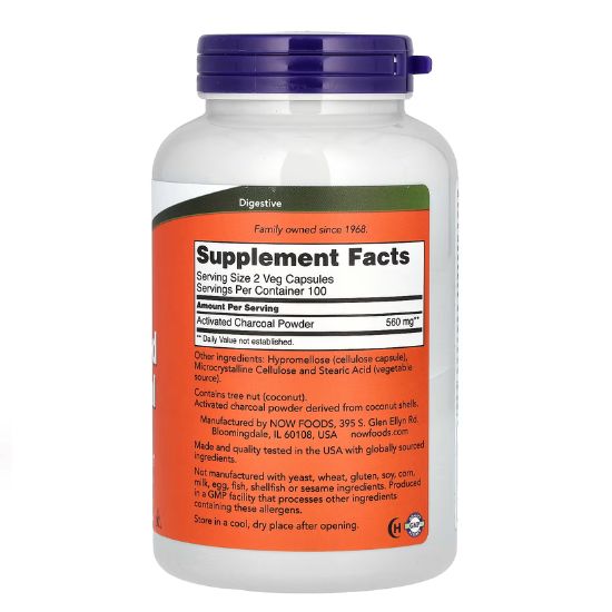 Activated Charcoal, 200 vcaps, NOW Foods - Vitax.ro