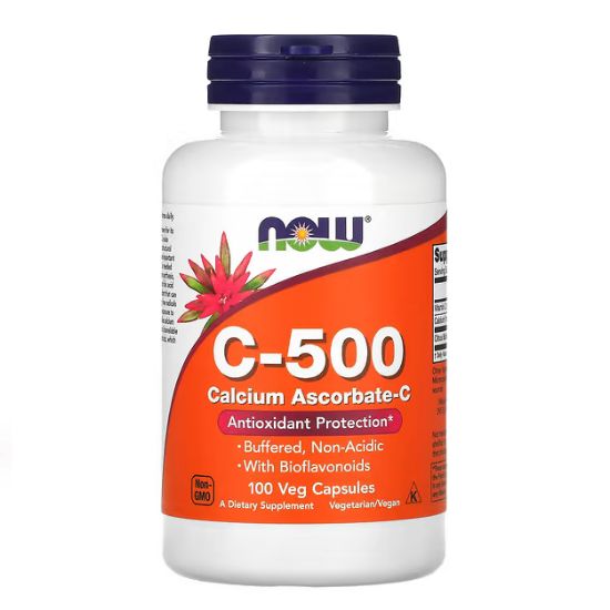 Vitamin C-500 Calcium Ascorbate-C, 100 caps, NOW Foods - Vitax.ro