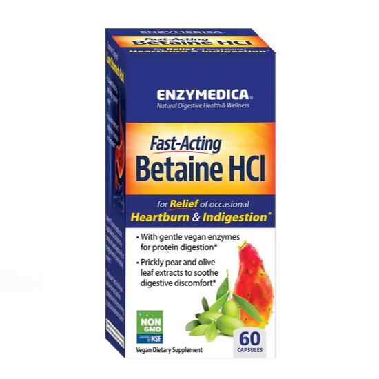 Betaine HCI, 600mg, 60 capsules, Enzymedica - Vitax.ro