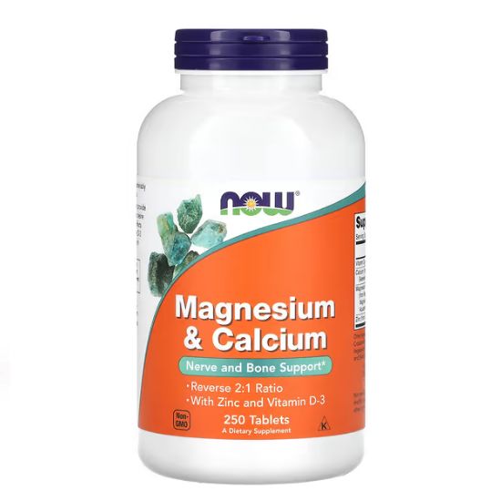 Magnesium & Calcium with Zinc and Vitamin D3, 250 tablets, NOW Foods