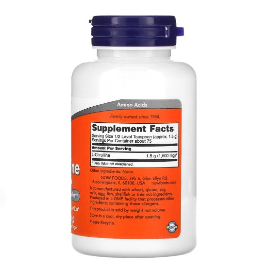 L-Citrulline, Pure Powder, 113g, NOW Foods - Vitax.ro