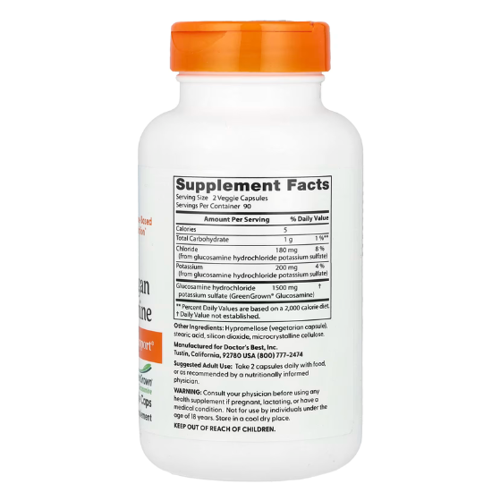 Vegan Glucosamine Sulfate with GreenGrown, 750mm, 180 vcaps, Doctor's Best - Vitax.ro
