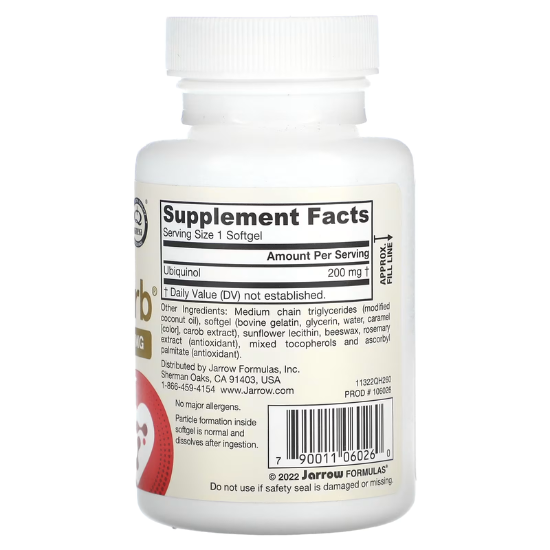 Ubiquinol QH-absorb, 200mg, 60 softgels, Jarrow Formulas - Vitax.ro