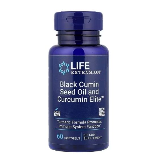 Black Cumin Seed Oil and Curcumin Elite Turmeric Extract, 60 softgels, Life Extension - Vitax.ro