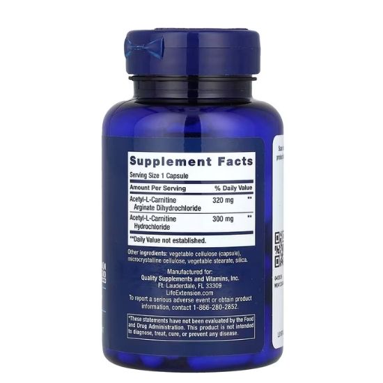 Acetyl-L-Carnitine Arginate, 90 vcaps, Life Extension - Vitax.ro