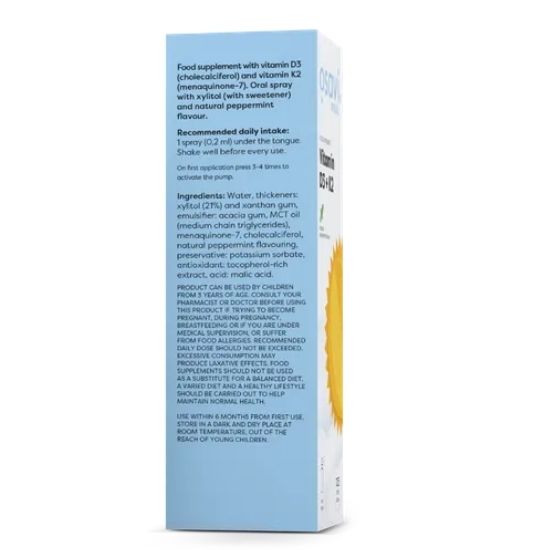 Vitamin D3 + K2 Oral Spray, Peppermint, 25 ml, Osavi - Vitax.ro