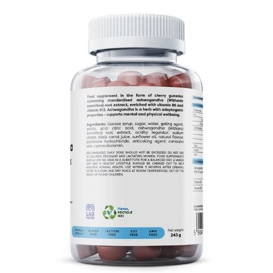 Ashwagandha 375mg Gummies, Cherry Flavour, 90 gummies, Osavi - Vitax.ro