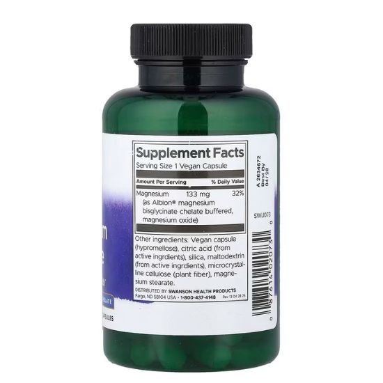 Albion Magnesium, 133mg, 90 caps, Swanson - Vitax.ro