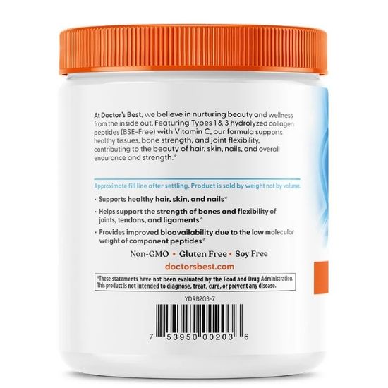 Pure Collagen Types 1 and 3, Powder, 200g, Doctor's Best - Vitax.ro