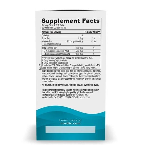 Ultimate Omega D3 Minis, 1120mg, Lemon, 60 softgels, Nordic Naturals - Vitax.ro