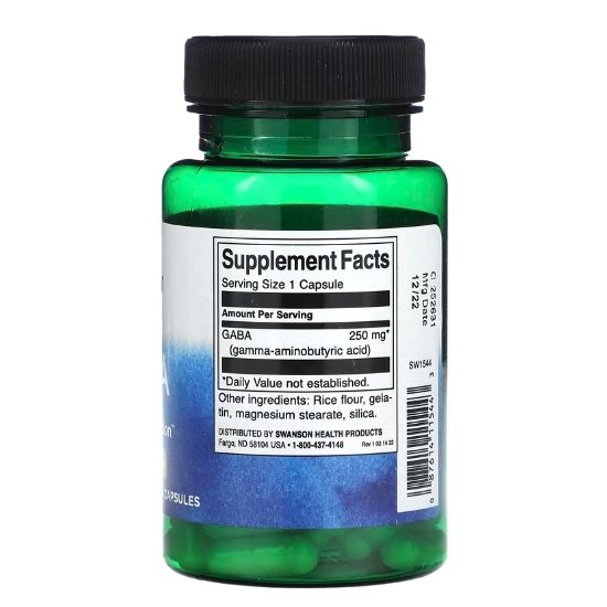 GABA, 250mg, 60 caps, Swanson - Vitax.ro