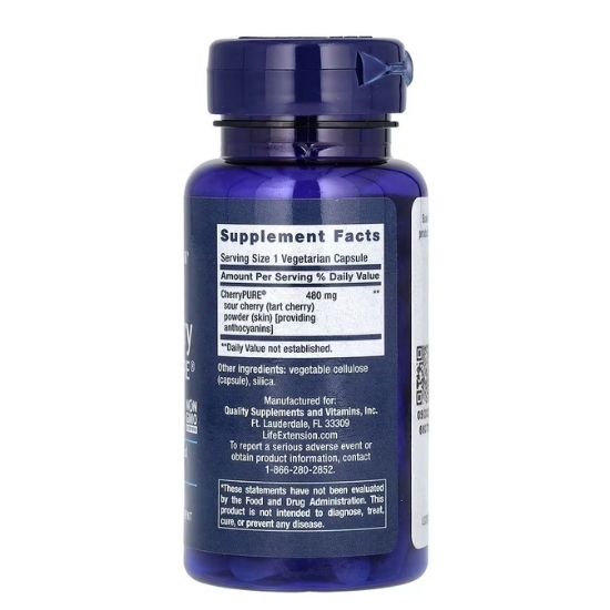 Tart Cherry with CherryPure, 60 vcaps, Life Extension - Vitax.ro