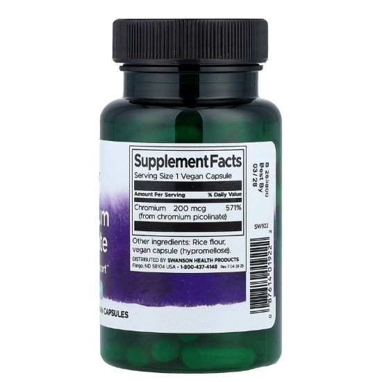 Chromium Picolinate, 200mcg, 100 caps, Swanson - Vitax.ro