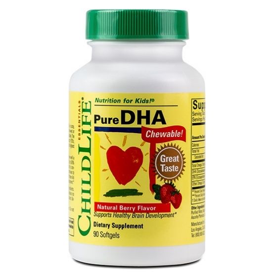 Pure DHA, Gust de Capsuni, 90 Capsule Moi Masticabile, Childlife Essentials - Vitax.ro