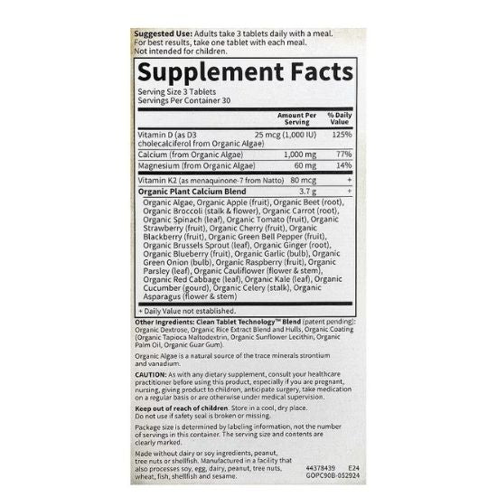 Mykind Organics Plant Calcium, 90 vegan tabs, Garden of Life - Vitax.ro