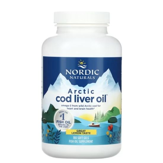 Arctic Cod Liver Oil, 750mg Lemon, 180 softgels, Nordic Naturals - Vitax.ro