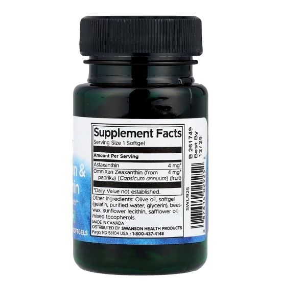 Astaxanthin & Zeaxanthin, 60 softgels, Swanson - Vitax.ro