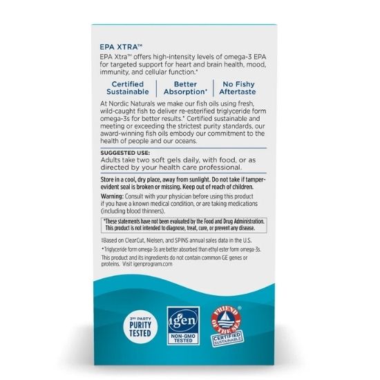 EPA Xtra Fish Oil, 1640mg Lemon, 60 softgels, Nordic Naturals - Vitax.ro