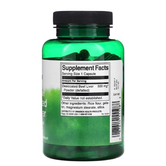 Argentinian Desiccated Beef Liver, 500mg ,120 caps, Swanson - Vitax.ro