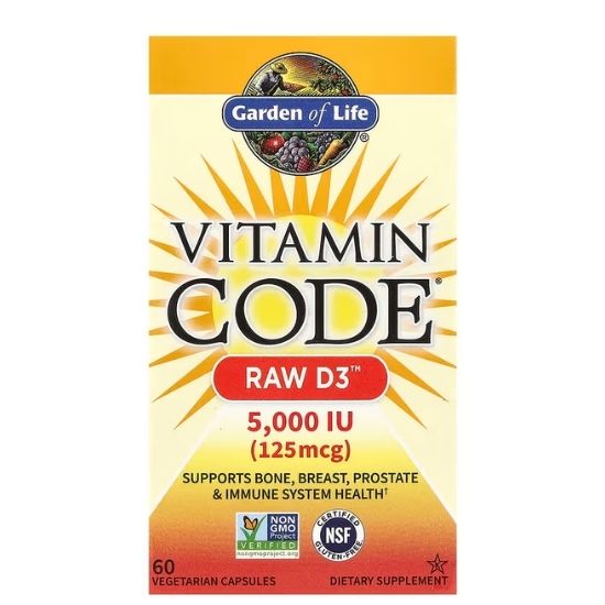 Vitamin Code Raw D3, 5000 IU, 60 vcaps, Garden of Life - Vitax.ro