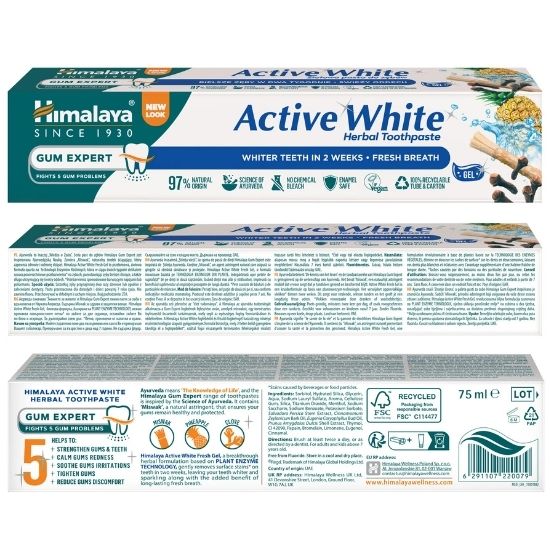 Active White Fresh Gel, 75ml, Himalaya Herbal - Vitax.ro
