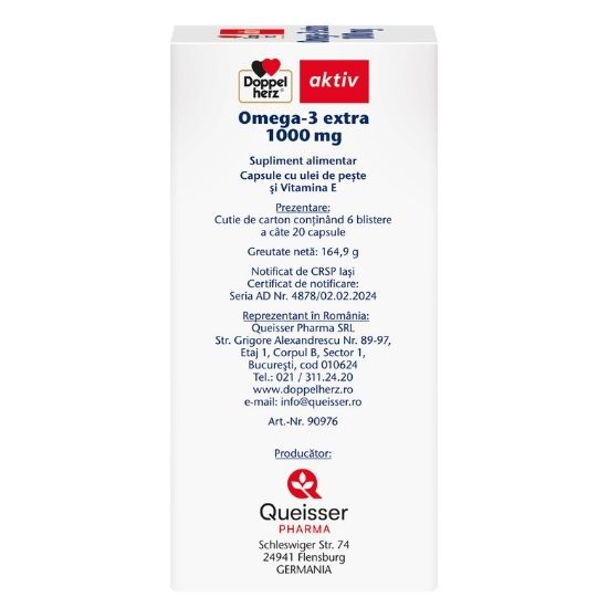 Omega 3 extra, 1000 mg, 120 capsule, Doppelherz - Vitax.ro