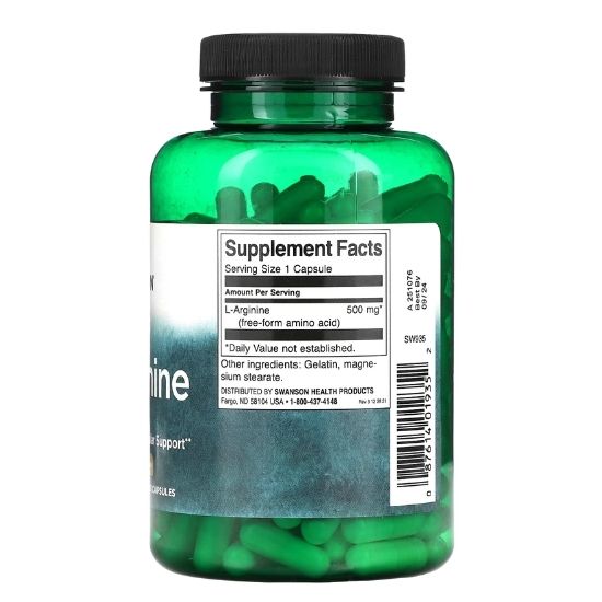 L-Arginine, 500mg, 200 caps, Swanson - Vitax.ro