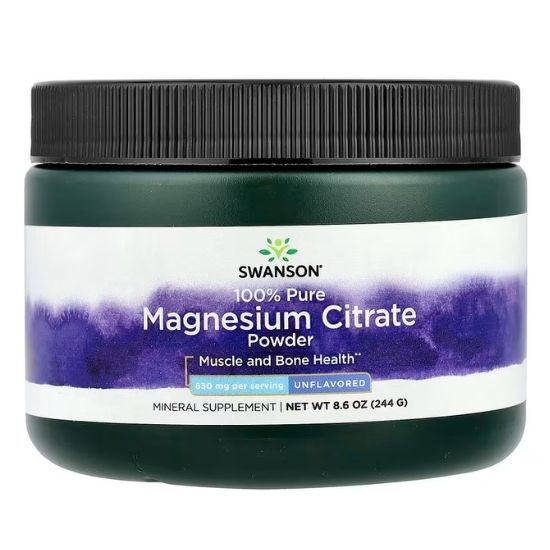 100% Pure Magnesium Citrate Powder, 630mg, 244g, Swanson - Vitax.ro