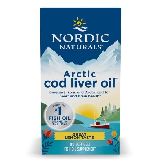Arctic Cod Liver Oil, 750mg, Lemon, 180 softgels, Nordic Naturals - Vitax.ro