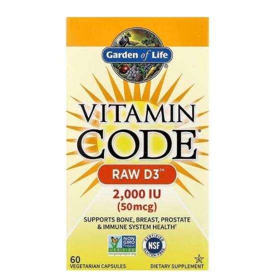Vitamin Code Raw D3, 2000 IU, 60 vcaps, Garden of Life - Vitax.ro