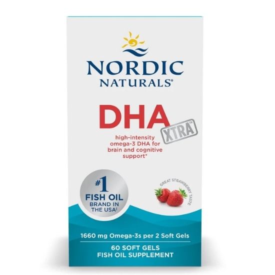 DHA Xtra Fish Oil, 1660mg Strawberry, 60 softgels, Nordic Naturals - Vitax.ro