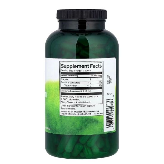Psyllium Husks, 610mg, 300 caps, Swanson - Vitax.ro