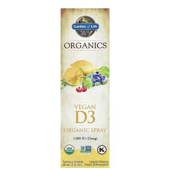 Mykind Organics Vegan D3 Organic Spray, 1000 IU (Vanilla), 58 ml, Garden of Life - Vitax.ro