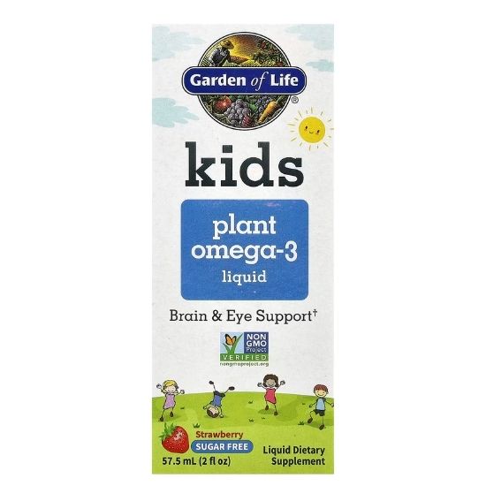 Kids Plant Omega-3 Liquid, Strawberry, 57.5 ml, Garden of Life - Vitax.ro