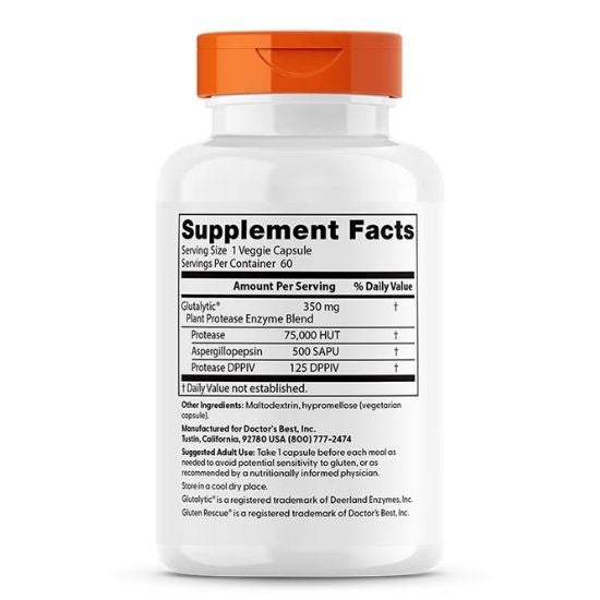 Gluten Rescue with Glutalytic, 60 vcaps, Doctor's Best - Vitax.ro