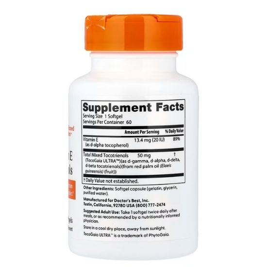 Tocotrienols, 50mg, 60 softgels, Doctor's Best - Vitax.ro