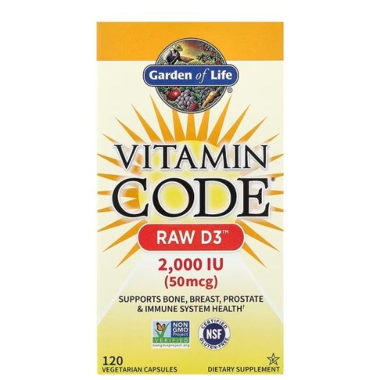 Vitamin Code Raw D3, 2000 IU, 120 vcaps, Garden of Life - Vitax.ro