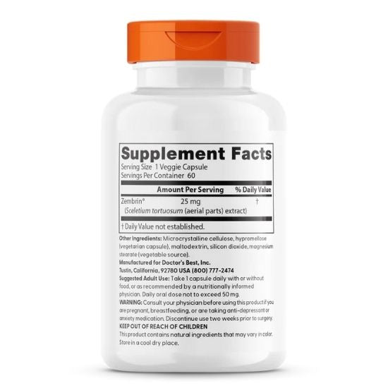 Calm-Z with Zembrin, 25mg, 60 vcaps, Doctor's Best - Vitax.ro