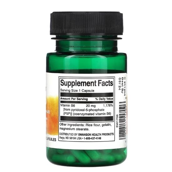 P-5-P (Pyridoxal-5-Phosphate) Coenzymated Vitamin B-6, 20mg, 60 caps, Swanson - Vitax.ro