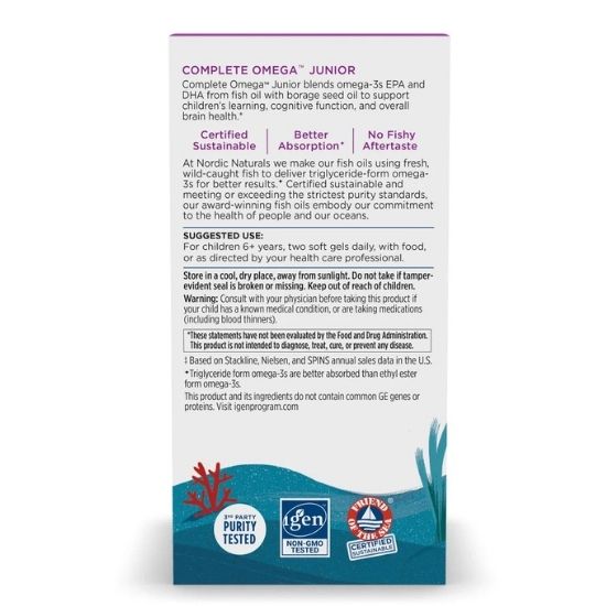 Complete Omega Junior, 283mg, Lemon, 180 softgels, Nordic Naturals - Vitax.ro